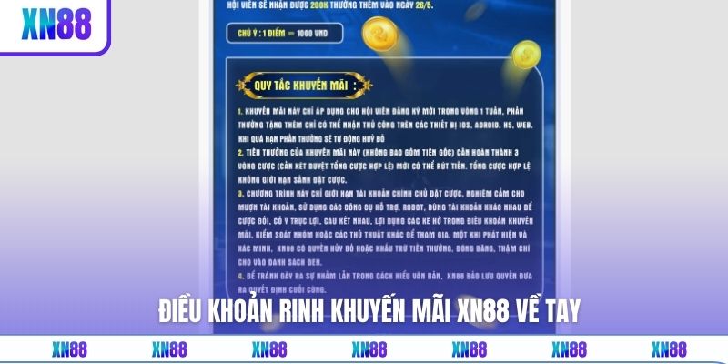 Điều khoản rinh khuyến mãi XN88 về tay